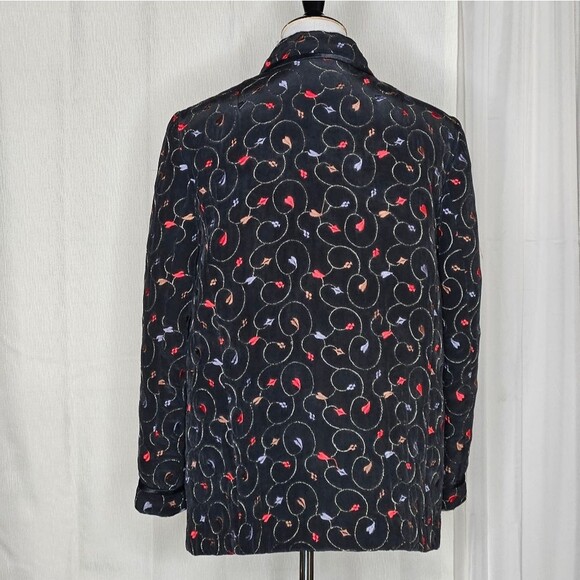 Cardinal Art Ole Wearable Art Black Embroidered Long Sleeve Button Front Jacket - Picture 3 of 11